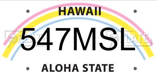 547MSL Hawaii License Plate