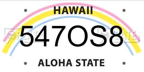 547OS8 Hawaii License Plate