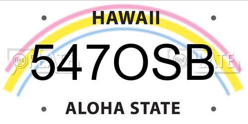 547OSB Hawaii License Plate