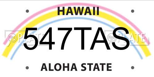 547TAS Hawaii License Plate