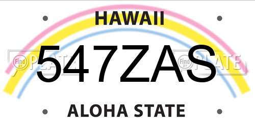 547ZAS Hawaii License Plate