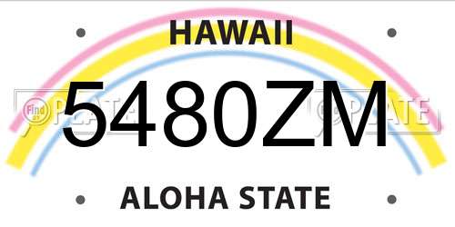 5480ZM Hawaii License Plate
