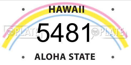 5481 Hawaii License Plate