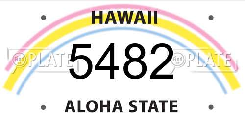 5482 Hawaii License Plate