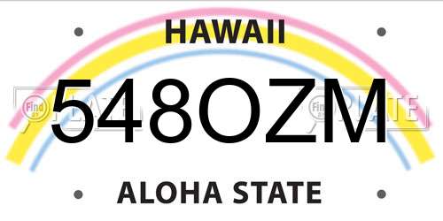 548OZM Hawaii License Plate