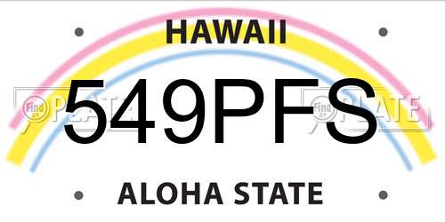 549PFS Hawaii License Plate