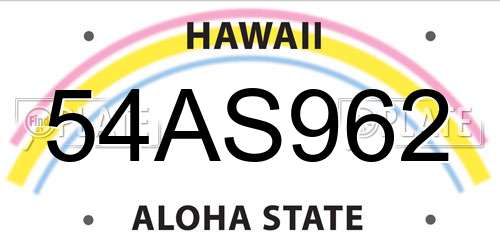 54AS962 Hawaii License Plate