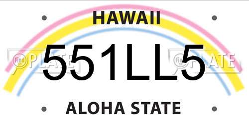 551LL5 Hawaii License Plate