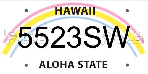 5523SW Hawaii License Plate