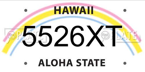 5526XT Hawaii License Plate