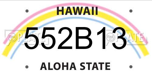 552B13 Hawaii License Plate