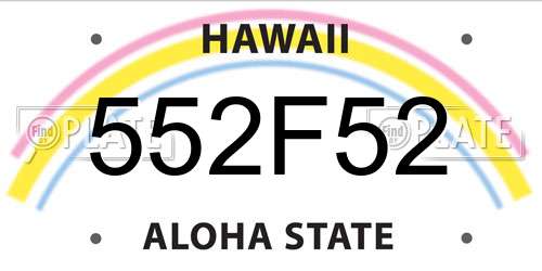 552F52 Hawaii License Plate