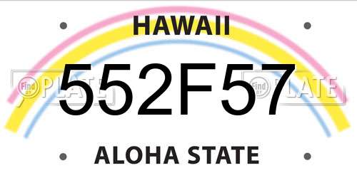 552F57 Hawaii License Plate