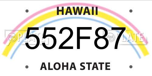552F87 Hawaii License Plate