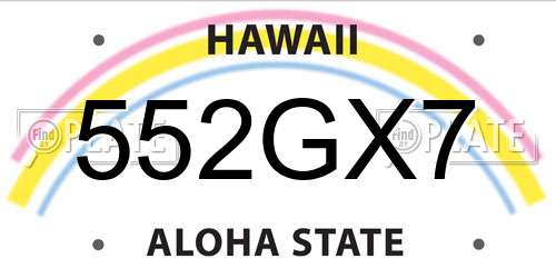 552GX7 Hawaii License Plate