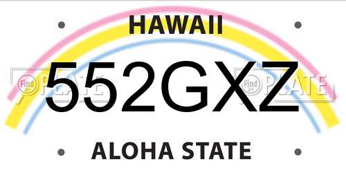 552GXZ Hawaii License Plate