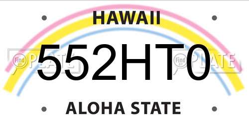 552HT0 Hawaii License Plate