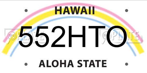 552HTO Hawaii License Plate