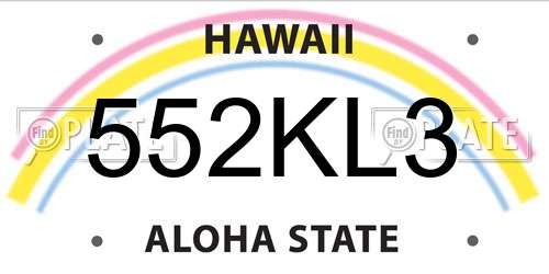 552KL3 Hawaii License Plate