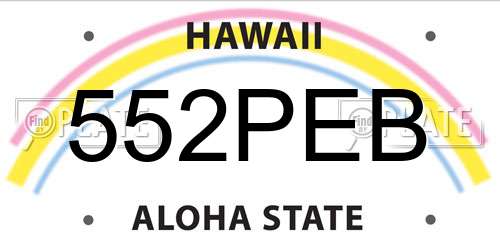 552PEB Hawaii License Plate