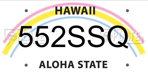 552SSQ Hawaii License Plate