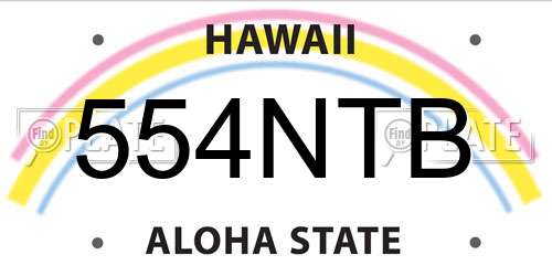 554NTB Hawaii License Plate