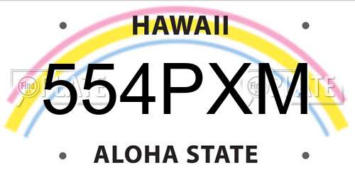 554PXM Hawaii License Plate