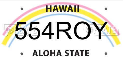 554ROY Hawaii License Plate