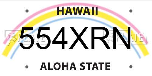 554XRN Hawaii License Plate