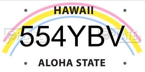 554YBV Hawaii License Plate