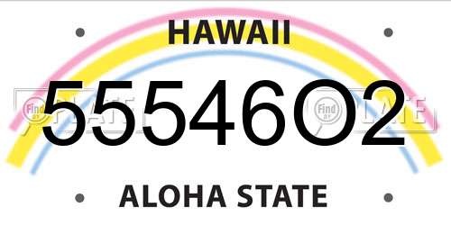 55546O2 Hawaii License Plate