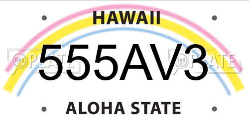 555AV3 Hawaii License Plate