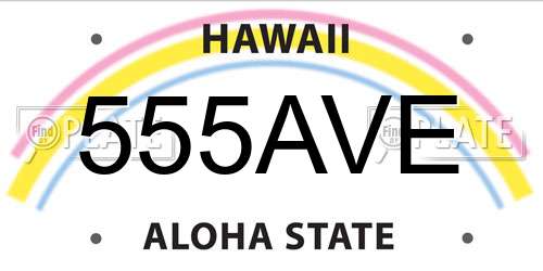 555AVE Hawaii License Plate