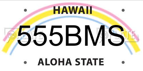 555BMS Hawaii License Plate