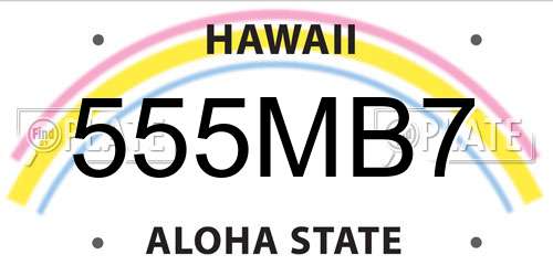 555MB7 Hawaii License Plate