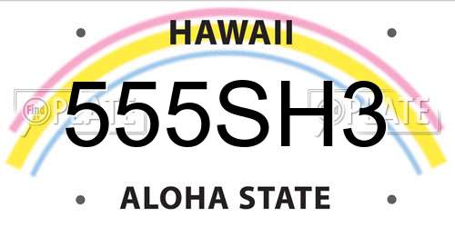 555SH3 Hawaii License Plate