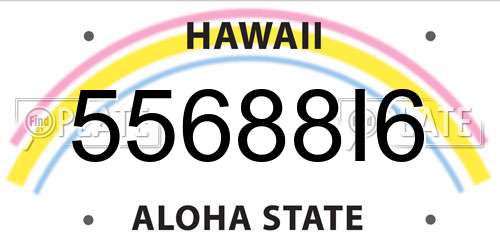 55688I6 Hawaii License Plate
