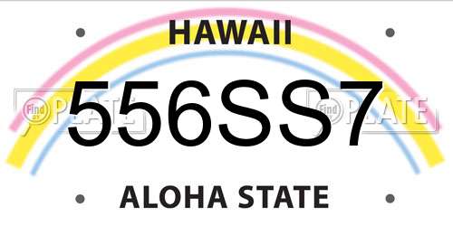 556SS7 Hawaii License Plate