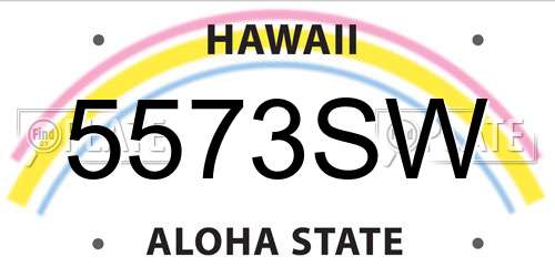 5573SW Hawaii License Plate