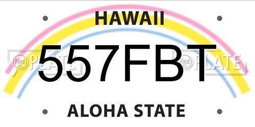557FBT Hawaii License Plate