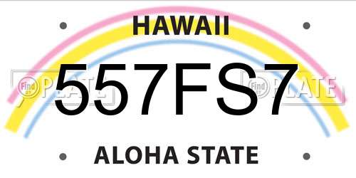 557FS7 Hawaii License Plate