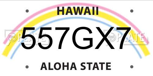557GX7 Hawaii License Plate