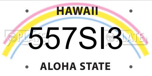 557SI3 Hawaii License Plate