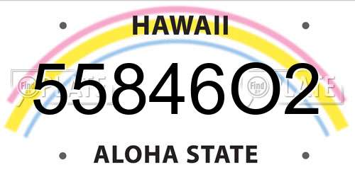 55846O2 Hawaii License Plate