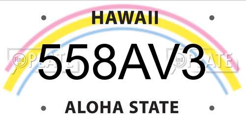 558AV3 Hawaii License Plate