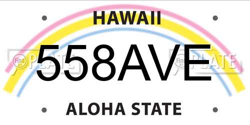 558AVE Hawaii License Plate