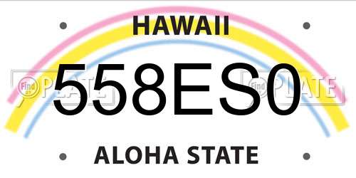 558ES0 Hawaii License Plate
