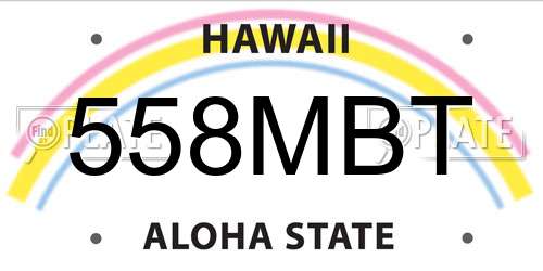 558MBT Hawaii License Plate
