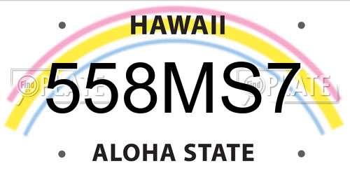 558MS7 Hawaii License Plate