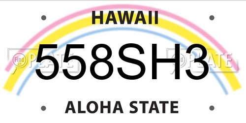558SH3 Hawaii License Plate